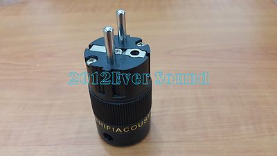 1x Hifi copper Rhodium Plated Schuko EU AC Power Plug Europ connector 2pin 