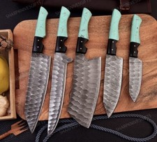 5 Knives Custom Handmade Damascus Steel Cutlery Chef Knives Set Kitchen Knife