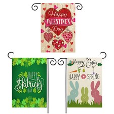 Valentine Garden Flag St Patricks Day Garden Flag Easter Garden Flags 3 Pack Out
