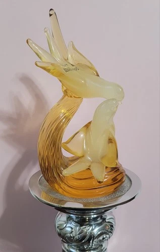 Exquisite Vintage Oball Murano Sommerso Glass Avian Sculpture- 'Birds in Love'