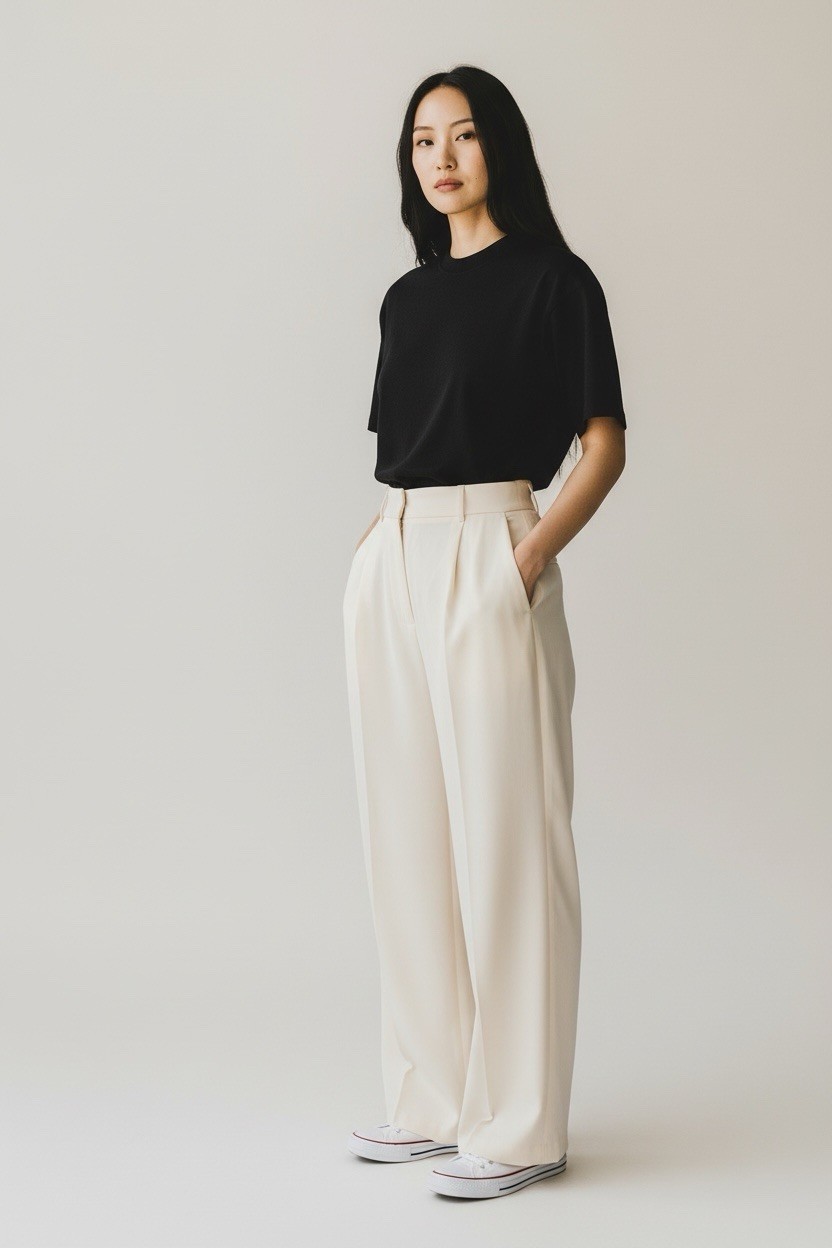 Funyyzo Women’s Small Beige Funyyzo Wide Leg Career Office Business Dress Pants