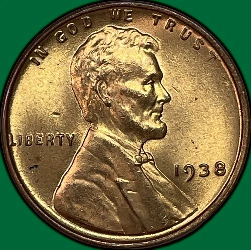 1938 Lincoln Wheat Cent Brilliant Uncirculated BU Coin #37670