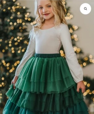 OLO Only Little Once Tiered Green Maxi Skirt, Size 4