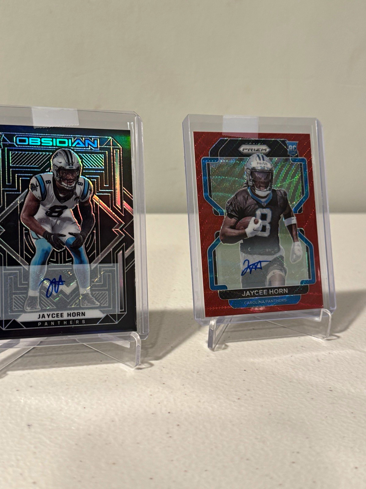 Panini Jaycee Horn Panthers 2Card RC Auto Lot Obsidian/Prizm #161 #373 /199 /149