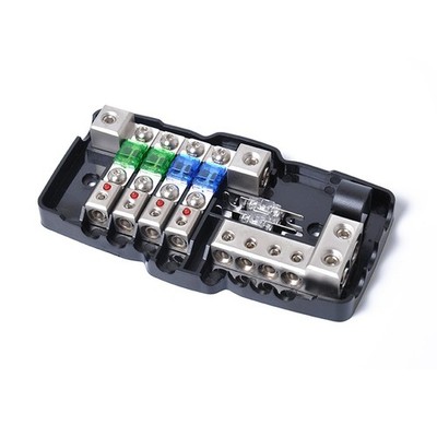 LED ANL Fuse Holder Distribution Block 0 4 Gauge 4 Way Fuse Box Kit