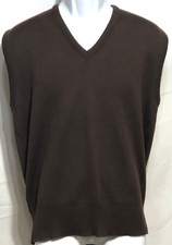 Vintage w/Tags Sears sweater vest XL brown V-neck Soft Knit Preppy academia