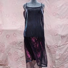 Forever 21 Sheer Iridescent Slip Dress L Midi Cami Festival Fairy Mermaid Purple