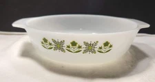 Fire King Milk Glass Meadow Green Meadow Cake Pan Baking Dish Vintage, 8.5" dia