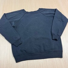 Vintage Hanes Raglan Sweatshirt 80s Faded Balck Medium Made in USA