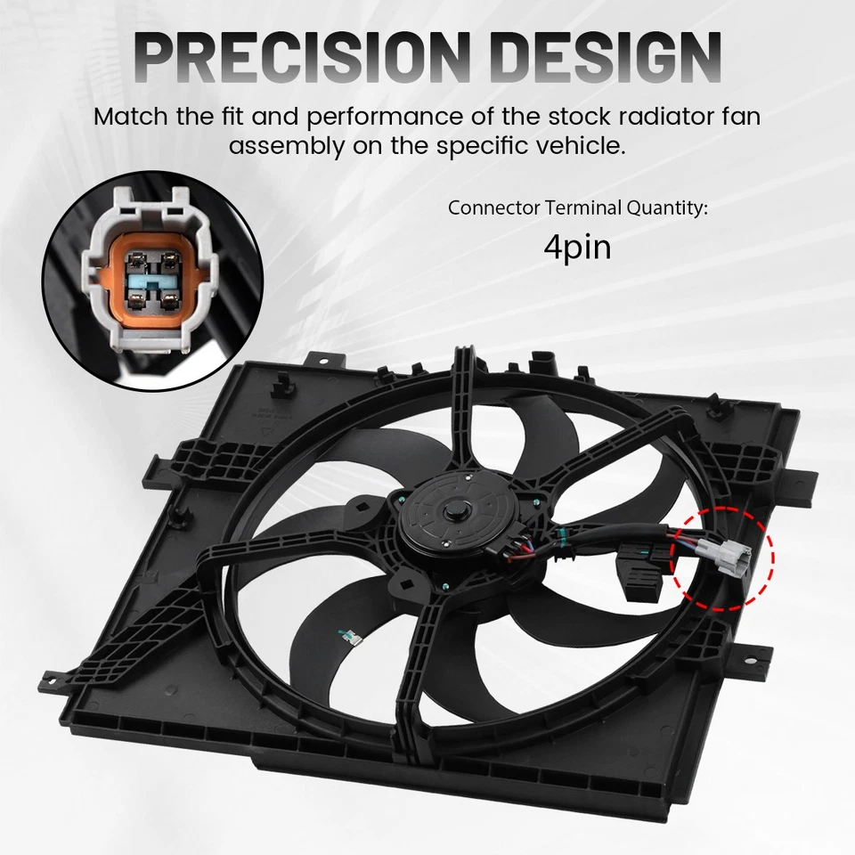 Radiator Cooling Fan Assembly For 2012-2019 Nissan Versa, 2015-2019 Nissan Micra - Imagem 3 de 4