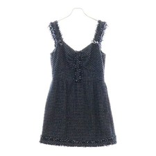 CHANEL Size40 P37 Cashmere Tweed Sleeveless Dress Womens Navy P37652V27331 F/S