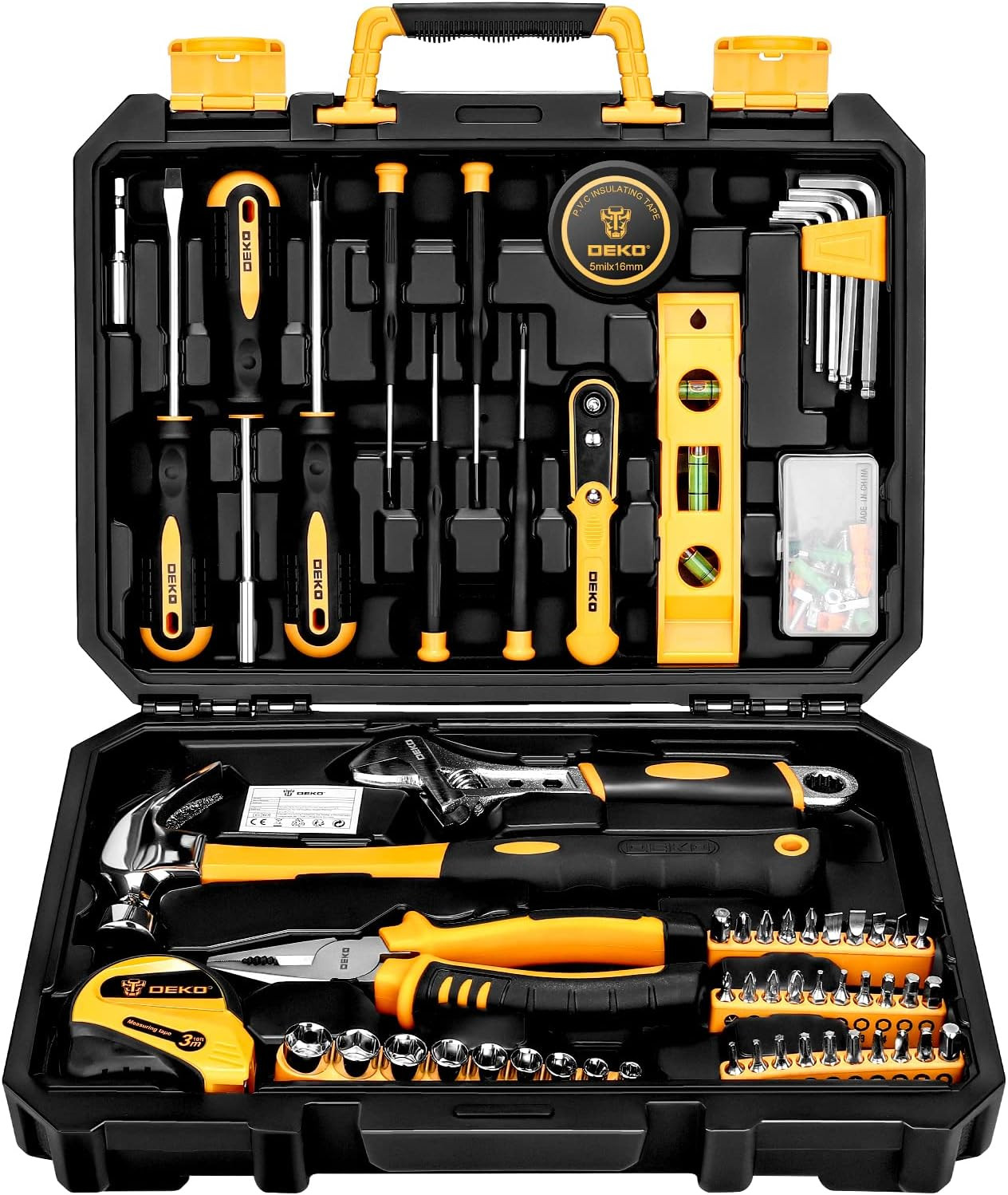 Tool Kit Set Box 100 Pieces Home Repair DIY Tools Basic Hand Toolbox Sets for Ho