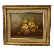 Floral Roses Still Life Oil Painting Windsor Art Gold Frame Artist Signed