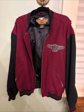Harley Davidson 95th Anniversary Jacket Mens XXL Wool Blend Burgundy Black