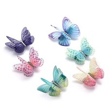 6Pcs/pack 3D Colorful Organza Butterfly Hair Clips - Chiffon Fairy Multicolor3