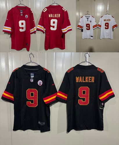 2026 Men's WALKER #9 Black/White/Red Stitched Jersey-All Size