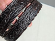 vintage TOOLED buckle belt WESTERN handcrafted 40 brown GEOMETRIC leather CUSTOM