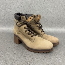 Wrangler Boots Womens Size 7 UK Tan Brown Nubuck Leather Block Heel Western