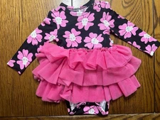 NWOT Posh Peanut Halloween Winifred Tulle Bodysuit Dress Bamboo Size 0-3 Months