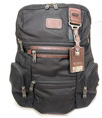 バッグ TUMI Alpha Bravo Knox 92681BH PRE-OWNED TUMI ALPHA BRAVO KNOX BACKPACK GRAY WITH BROWN LEATHER