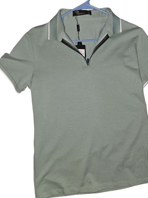Men's TR Premium Aquamarine White Striped Polo Shirt M