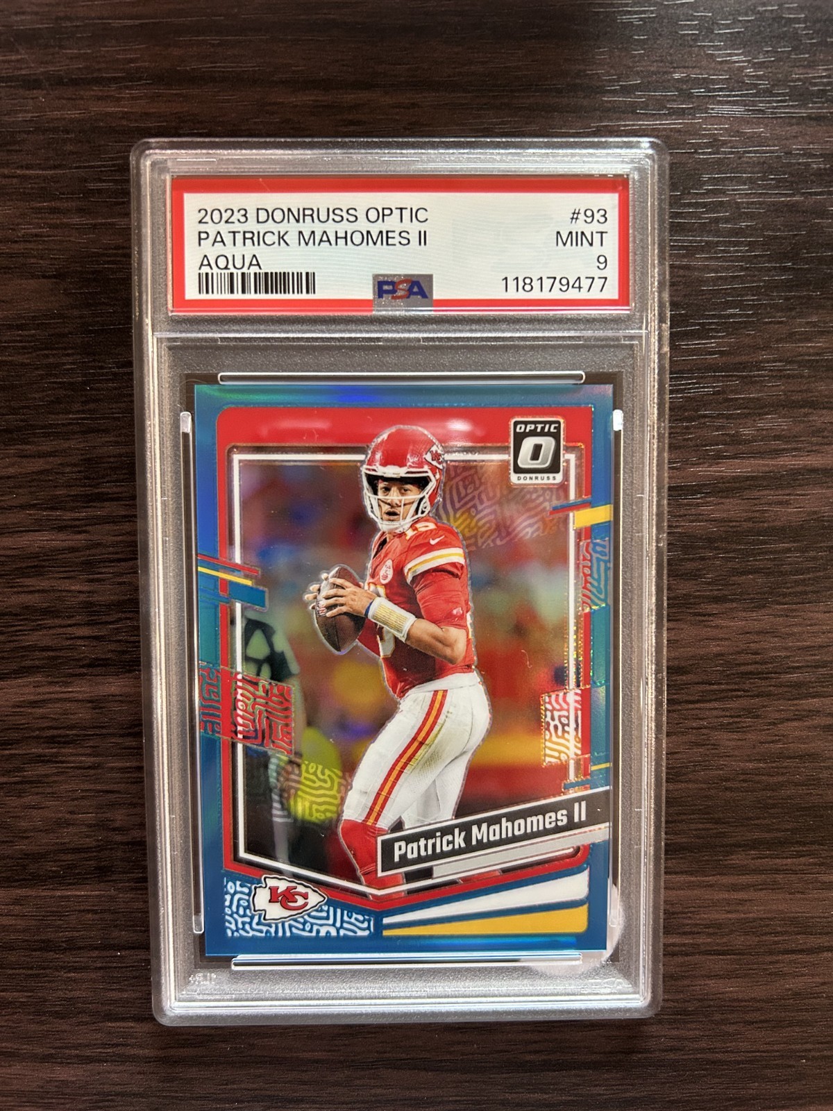 2023 Panini Donruss Optic PSA 9 Patrick Mahomes II #93 Aqua Prizm /299
