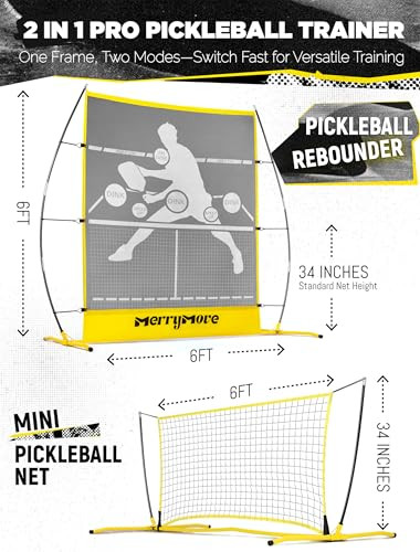 Portable 6FT Pickleball Rebounder Net for Solo Practice Drills