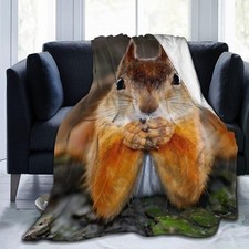 Funny Squirrel Flannel Throw Blanket Lightweight Soft Warm Bed Throws For Hom...