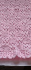 Handmade Knitted pink Baby Blanket 21 x 30 Inches