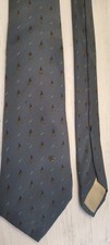 Vintage Gucci Tie Mens Gray Blue Chainlink Logo Silk Necktie Classic Designer