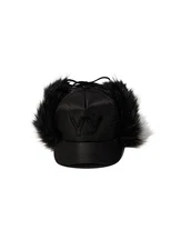 Open yy FAUX FUR EARFLAP CAP, BLACK