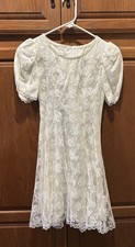 Vtg Jessica McClintock Girls 10 Dress Cottagecore White Lace Communion