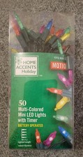 Christmas Holiday 50 MULTI COLOR Mini LED lights w/Timer Battery Operated NEW