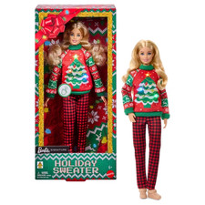 Barbie Holiday Sweater Doll, Collectible Ugly Sweater Doll in Themed Knit