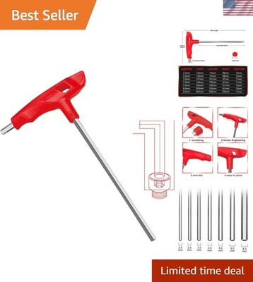 4mm t handle allen wrench set Metric,CR-V heavy duty hex key set with long arm