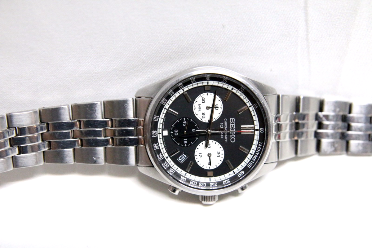 Seiko Quartz Watch 8T63-00W0 Men's 40mm Steel Condition black
