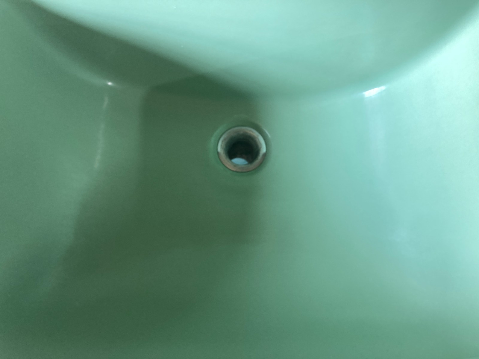 Vtg Mid Century Jade Green Porcelain Bath Wall Sink Chrome Brass legs 363-25E