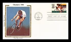 US COVER OLYMPICS CYCLING 35C AIR MAIL FDC COLORANO SILK CACHET