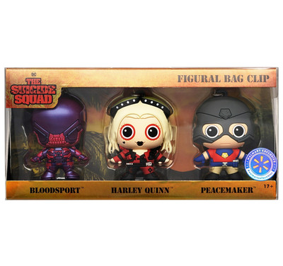 Set of 3 The Suicide Squad Figural Bag Clip Peacemaker Harley Quinn Bloodsport