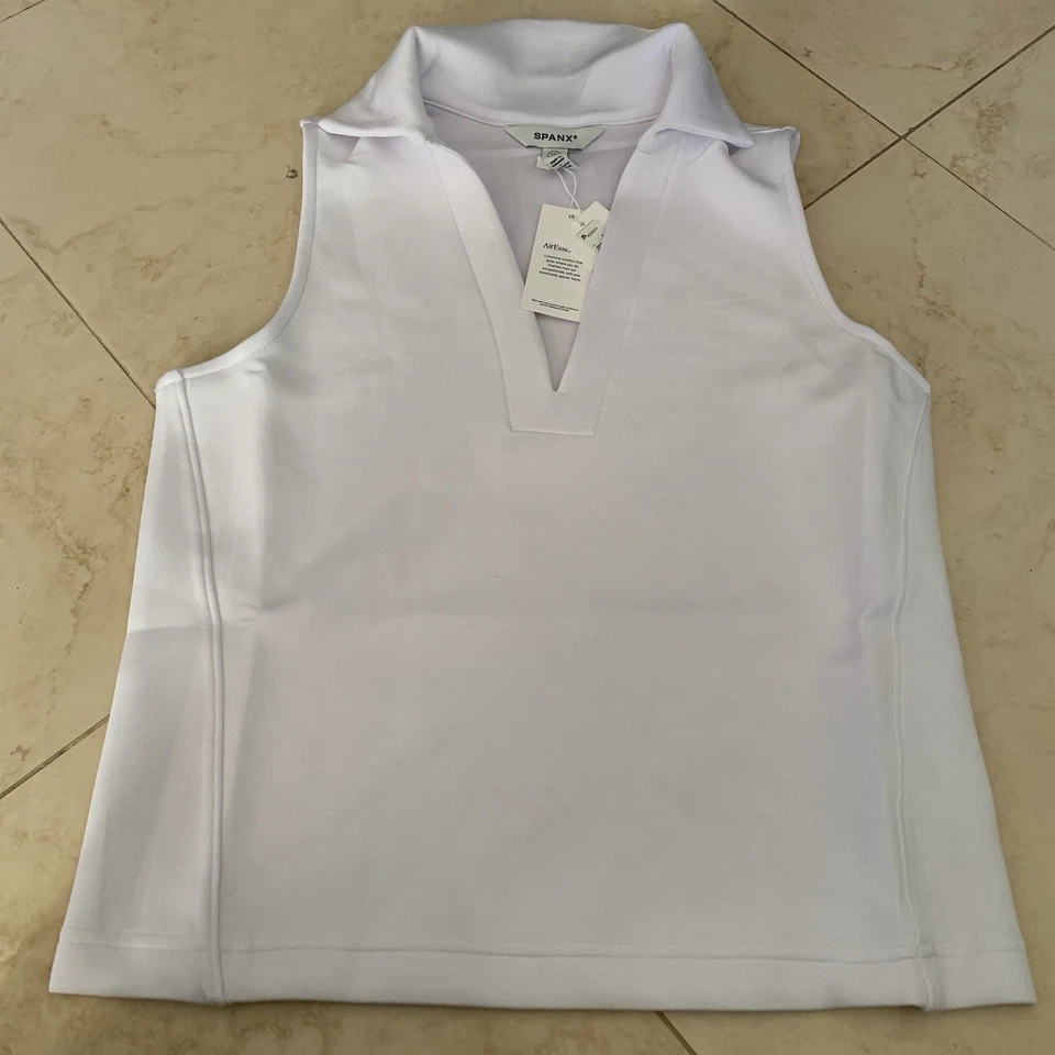 Camiseta polo sin mangas para mujer Spanx XS blanca AirEssentials Air Essentials nueva con etiquetas Foto 2 de 4