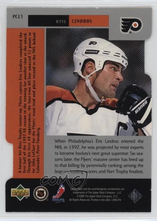 1997-98 Upper Deck Black Diamond Premium Cut Double Eric Lindros #PC13 HOF - Image 2 of 2