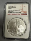 2008 American Eagle 1 oz 0.999 Silver NGC MS 69 Coin EARLY RELEASE