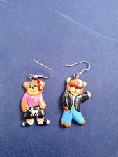 Vtg Grease Bears Earrings Pair Poodle Skirt Sunglasses Bears *3