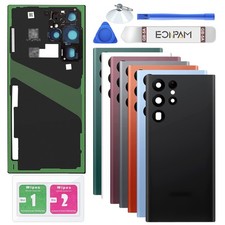 Back Glass for Samsung Galaxy S22 Ultra 5G SM-S908 Back Cover Rear Housing wi...