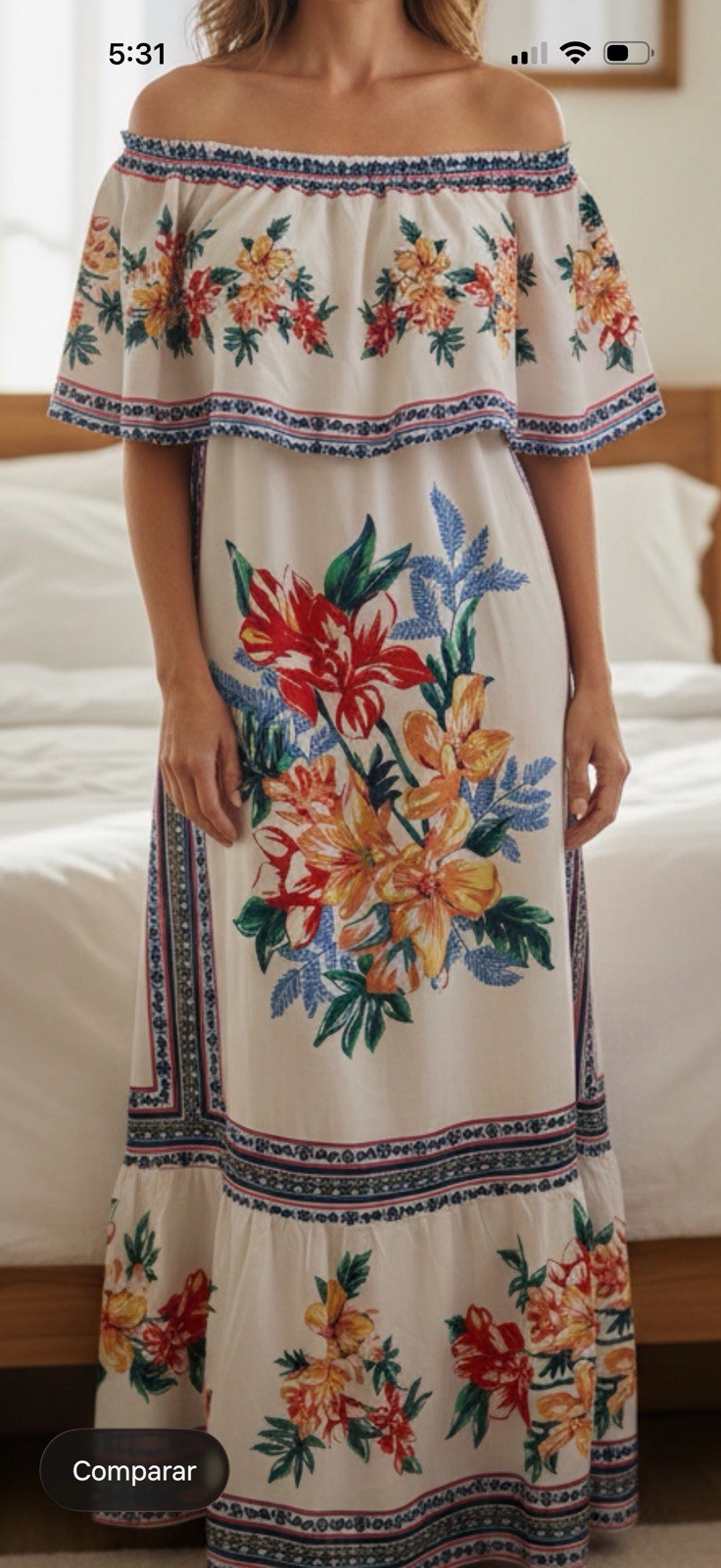 Flying Tomato White Floral Off Shoulder Ruffle Woven Rayon Maxi Dress Size S