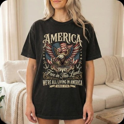 250th Anniversary Eagle USA Flag Patriotic Graphic T-Shirt 2D Tee