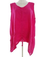 COMPLETO LINO BY ARTHURIO Womens Tunic Blouse L Pink Linen 100% Sleeveless Round