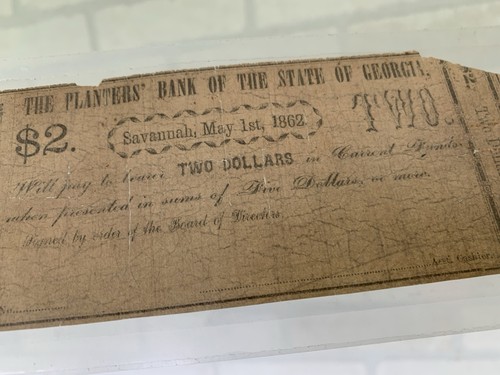 Planters Bank State of Georgia, antike Banknoten 1862 25, 50 Cents, 2 Dollar - Bild 5 von 10