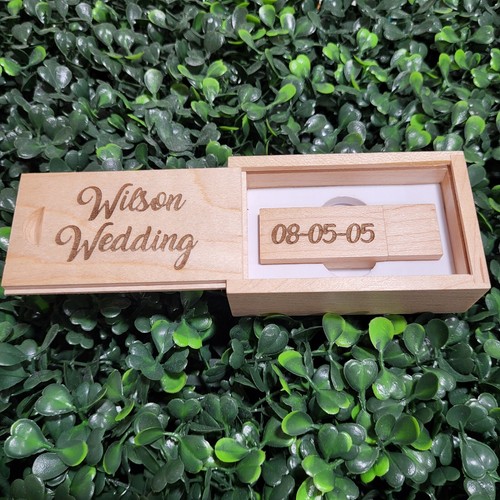 Personalized Wood USB Flash Drive & Box, Wedding USB, Wedding Gifts 8GB - Picture 6 of 9
