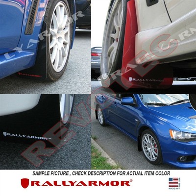 Rally Armor Mud Flaps 2008-2017 Mitsubishi EVO X Red w White Logo 